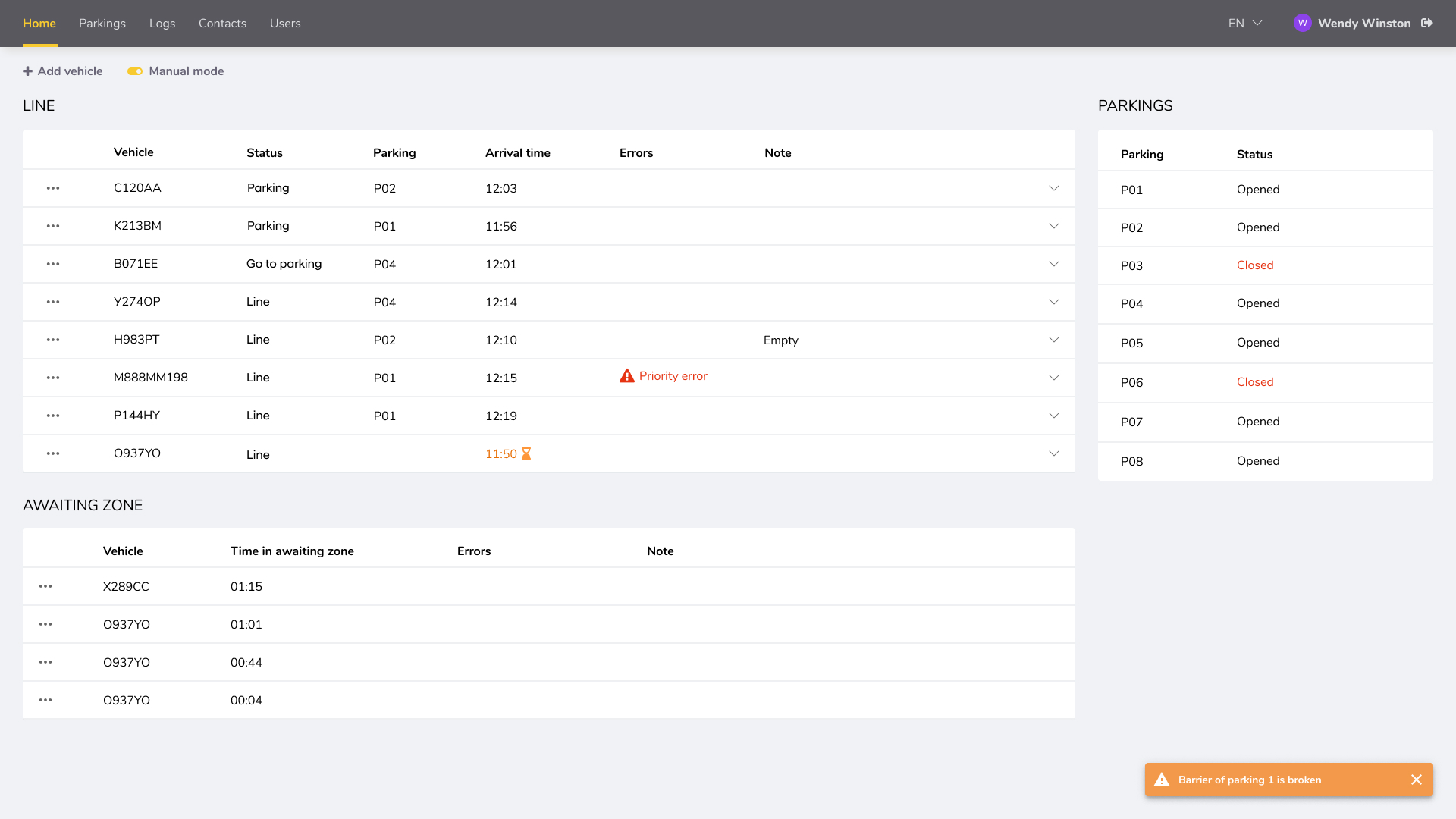 Application home screen