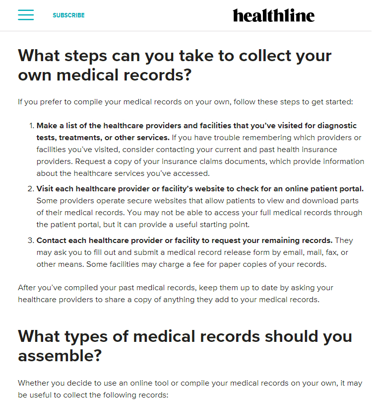 Healthline.com website