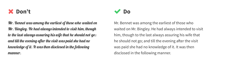 Fancy font and readable font